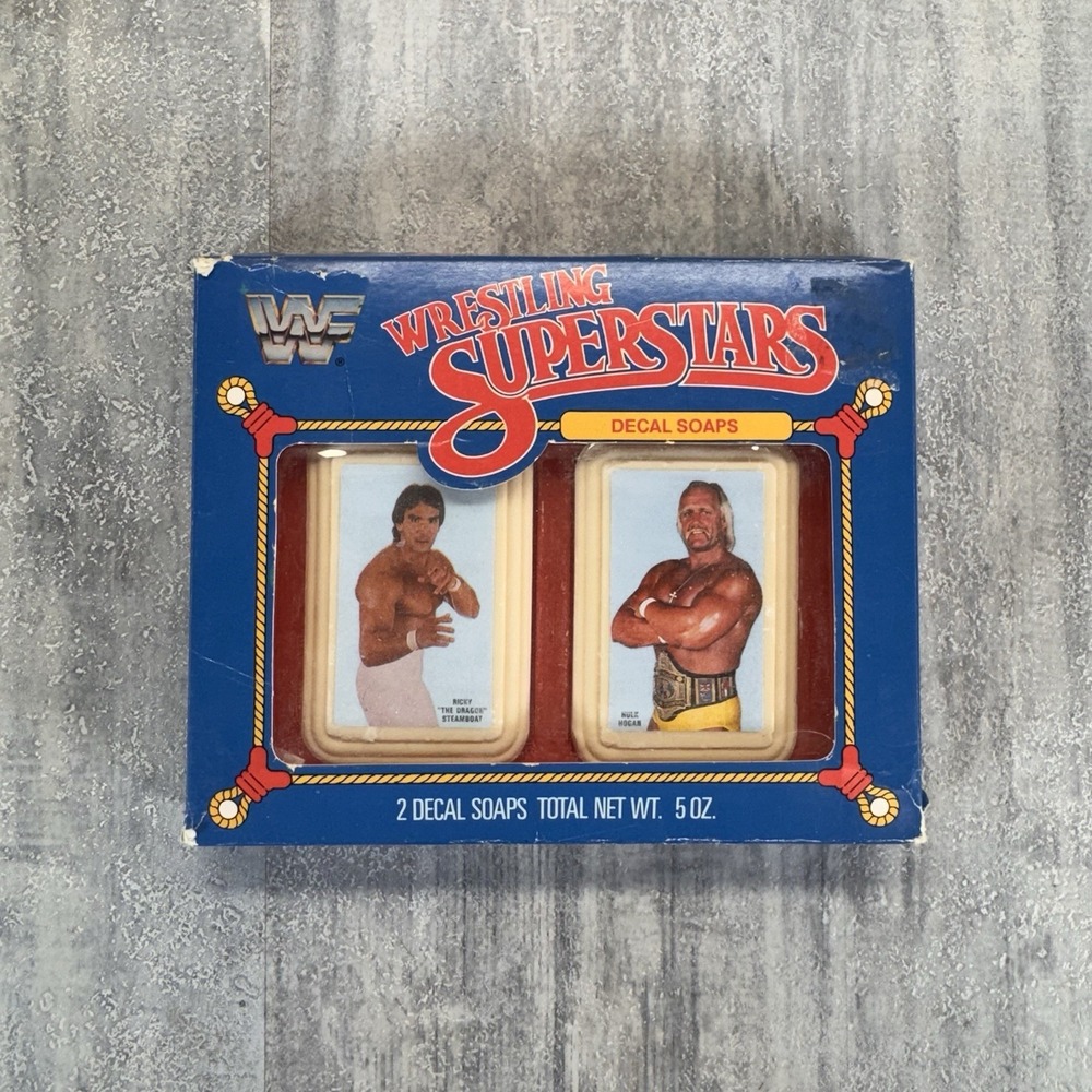 Vintage WWF 1987 Wrestling Superstars Decal Soap Hulk Hogan & Ricky Steamboat